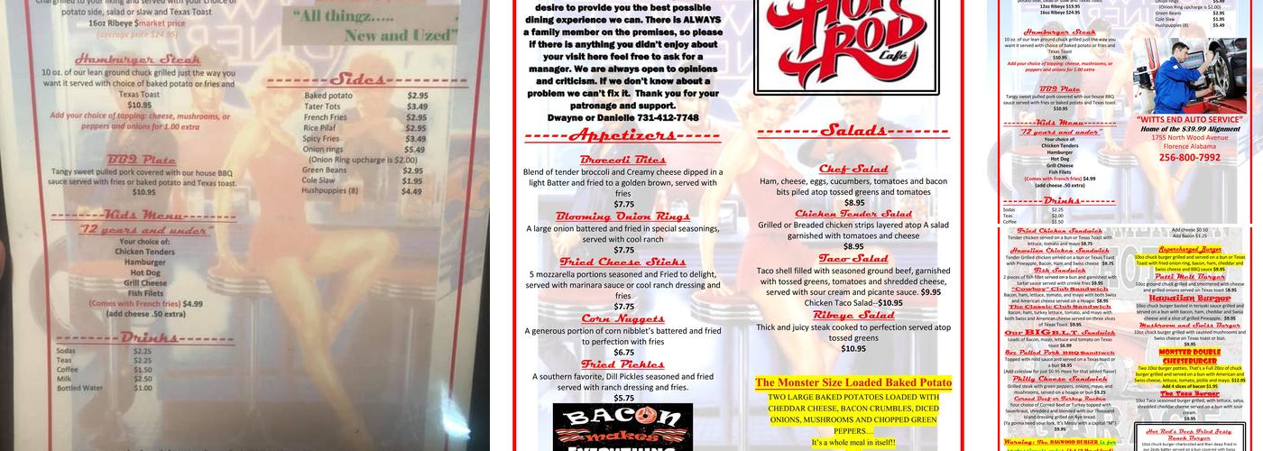 Hot Rod Cafe Menu
