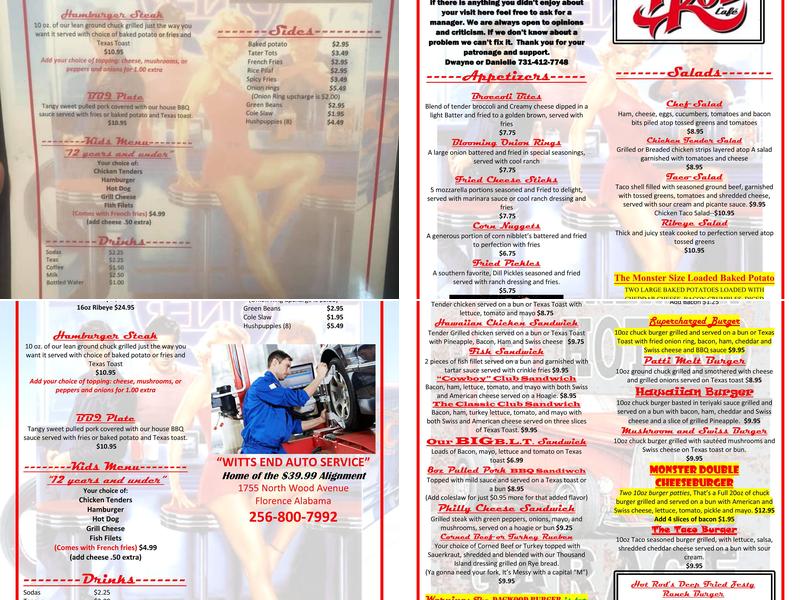 Hot Rod Cafe Menu
