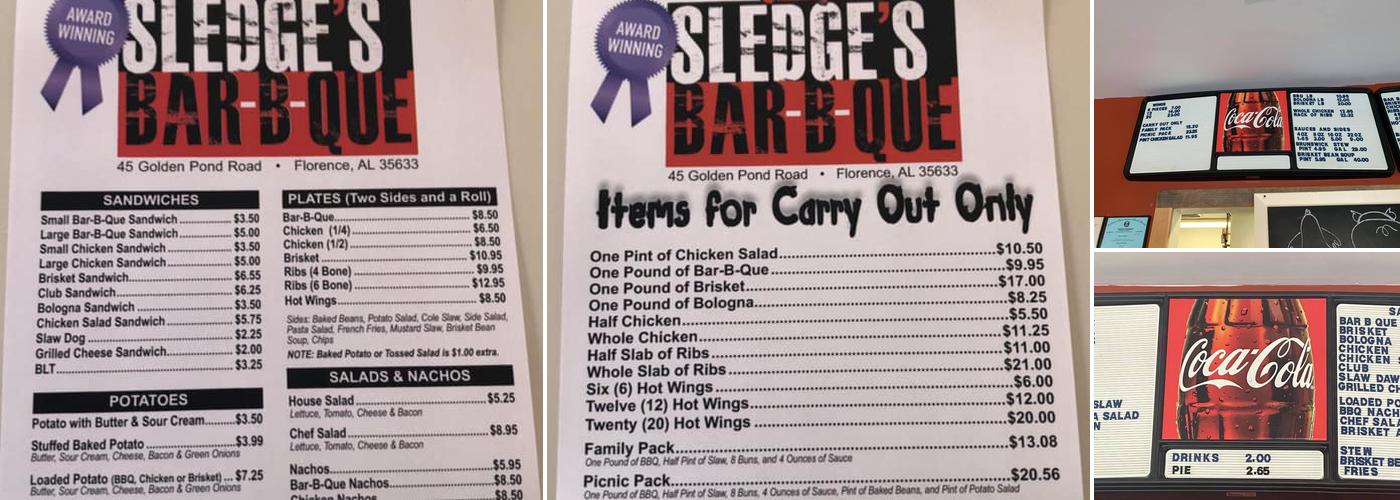 Sledge's BBQ Menu