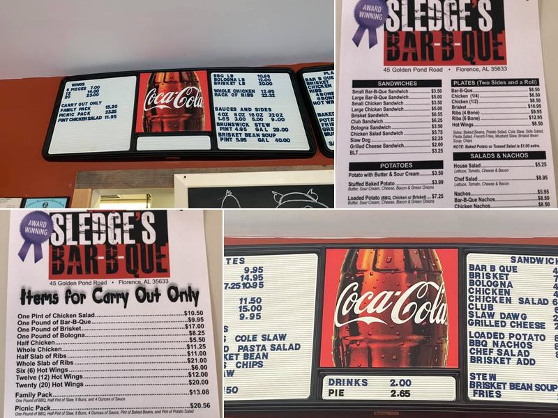 Sledge's BBQ Menu
