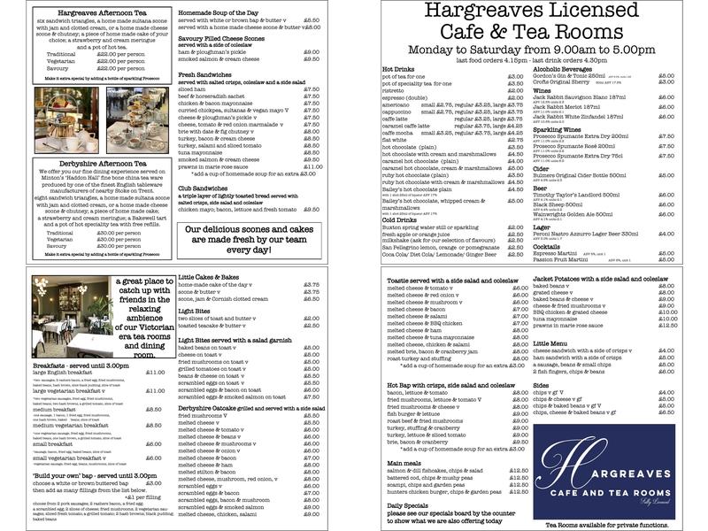 Hargreaves Cafe Menu