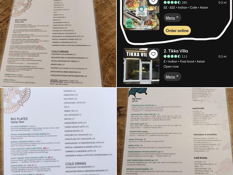 The Chakra Lounge Menu