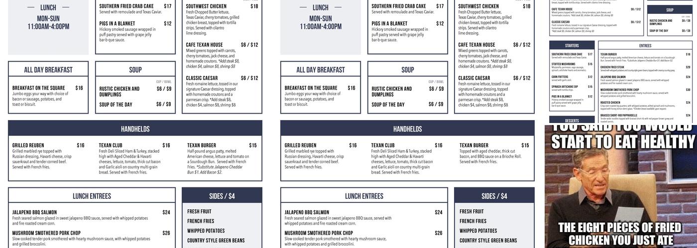 Cafe Texan Menu