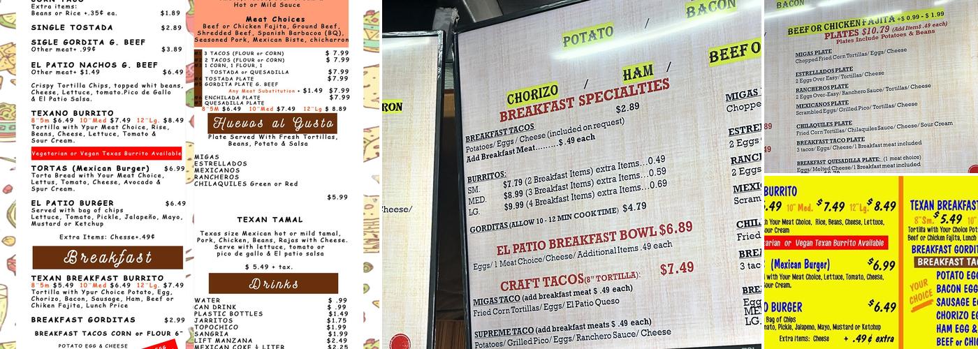 El Patio Kitchen Menu
