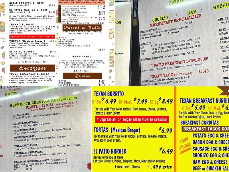 El Patio Kitchen Menu