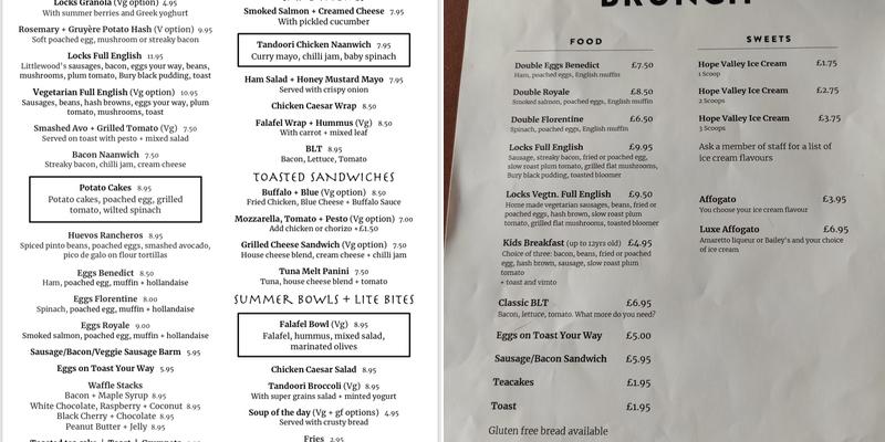 The Locks Coffee House & Bar Menu