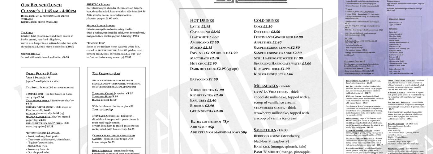 Millstack cafe Menu