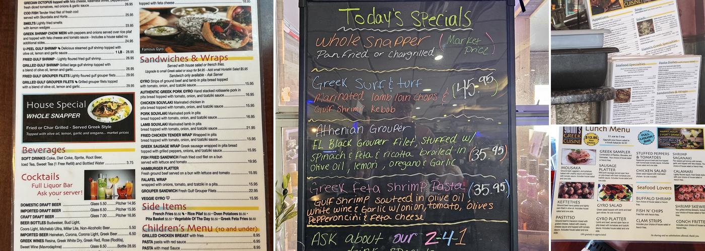 Yianni's Seafood & Greek Cuisine Menu