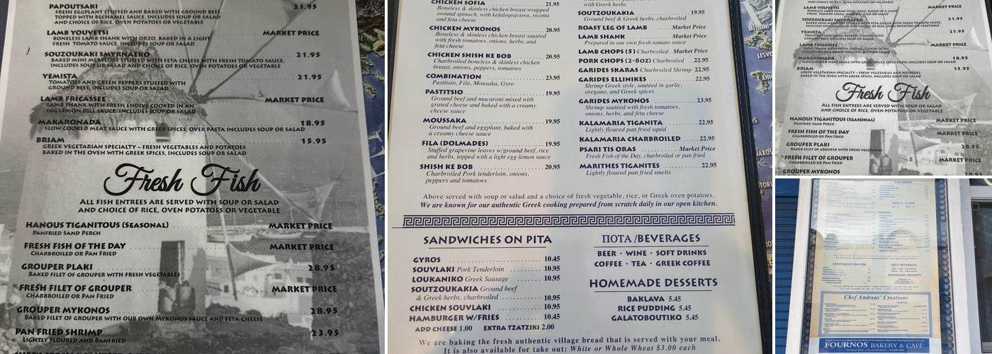 Mykonos Menu