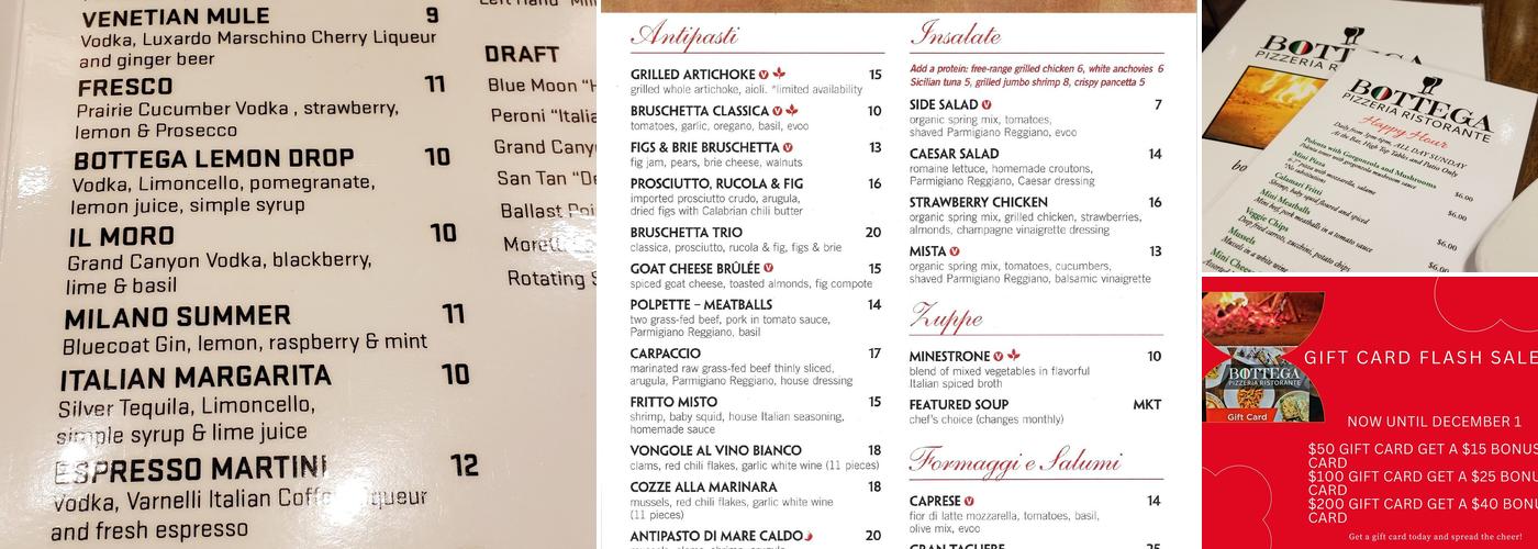 Bottega Pizzeria Ristorante Menu