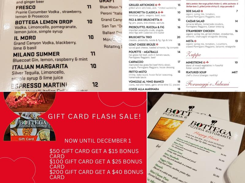 Bottega Pizzeria Ristorante Menu