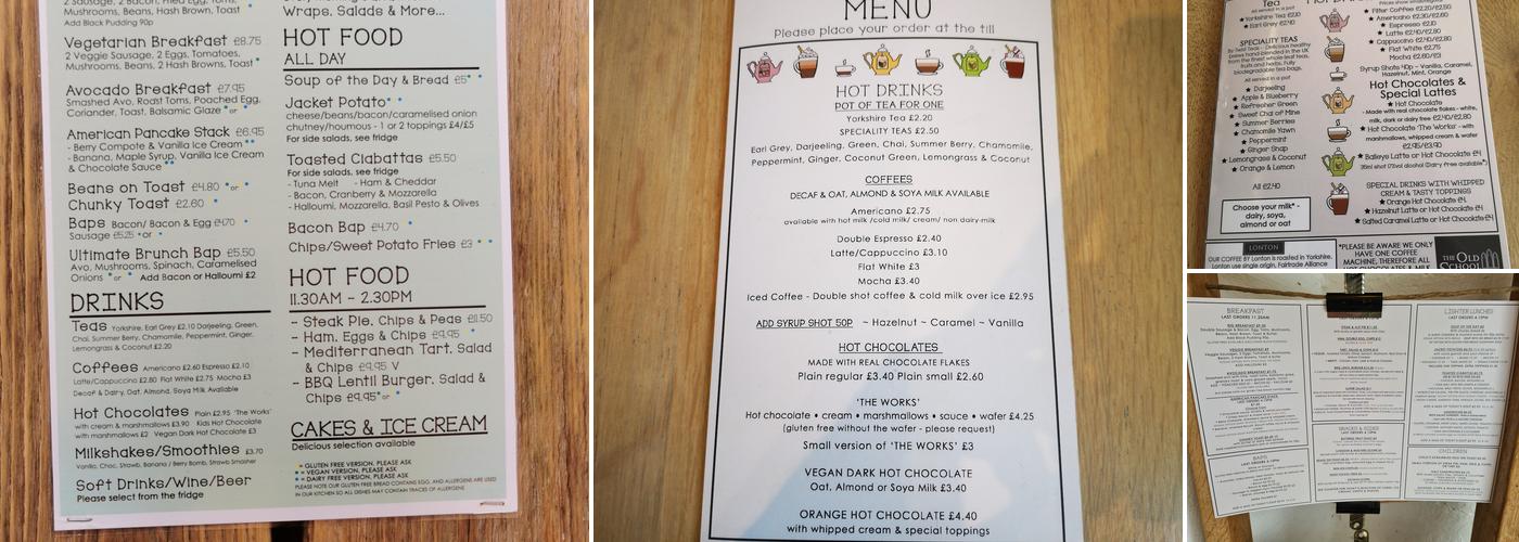 The Old School Tea Room Menu