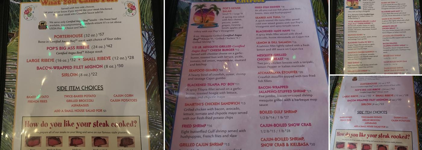 Pops Place Menu