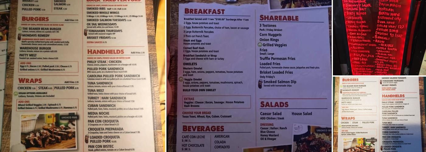 Hate Mondays Tavern Menu