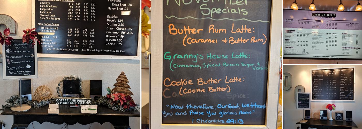 Overflow Coffee Menu