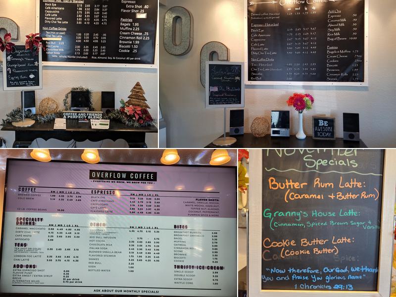 Overflow Coffee Menu