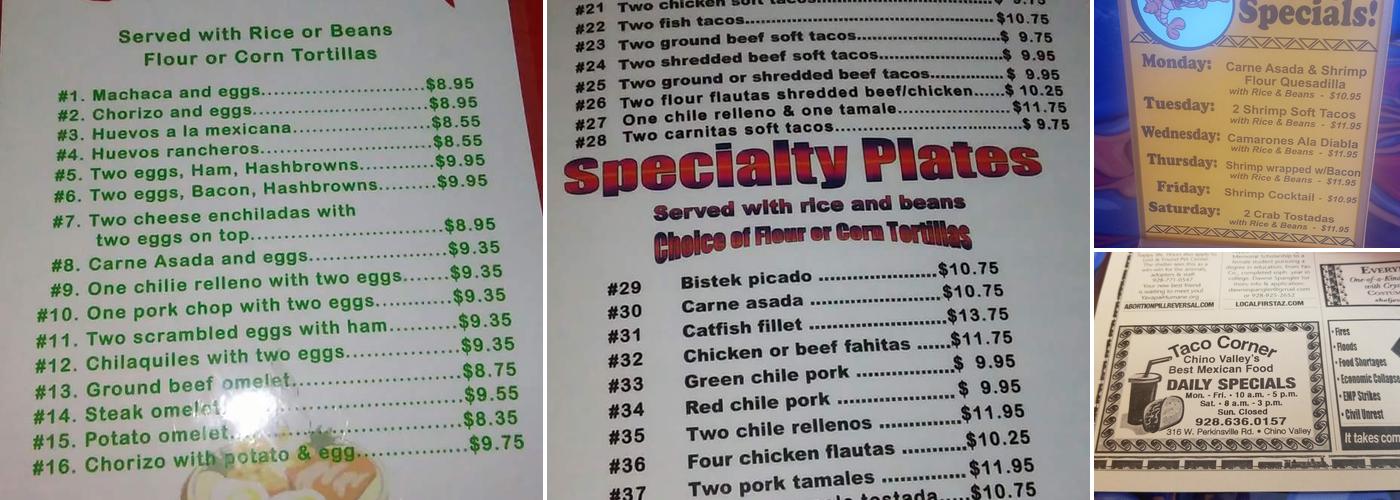 Mariscos Choix Menu