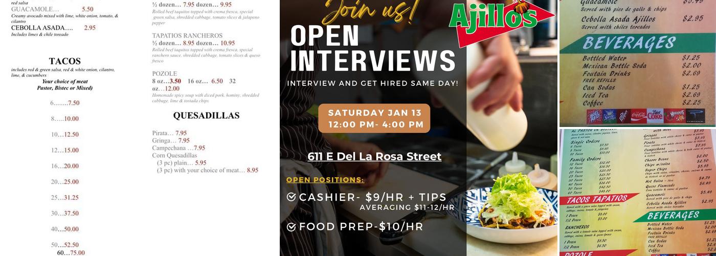 Ajillos Restaurant Menu