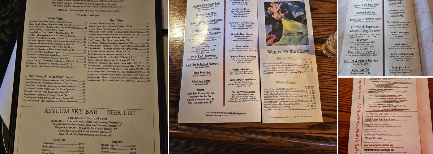 Asylum Restaurant Menu