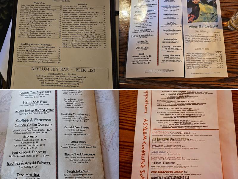 Asylum Restaurant Menu