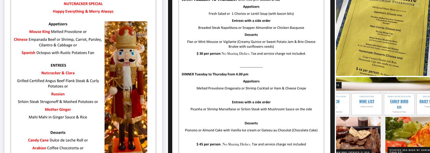 French Bistro - Argentinian Steakhouse Menu