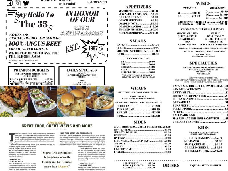 Sports Grill Palmetto Golf Course Menu