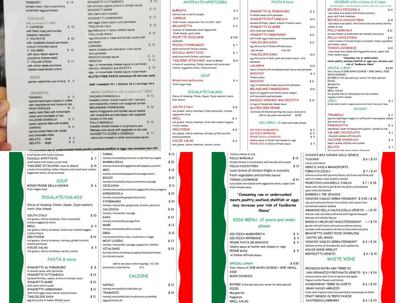 Trattoria Friulana Lucio's Menu