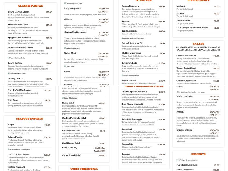 Tuscan Slice Menu