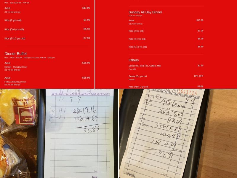 Ocean Buffet Menu