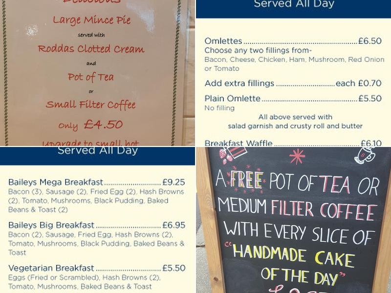 Baileys Of Alnwick Menu