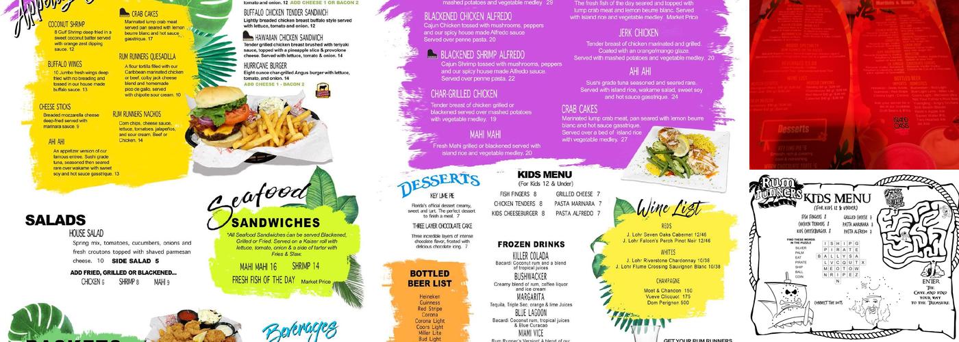 Rum Runners Menu