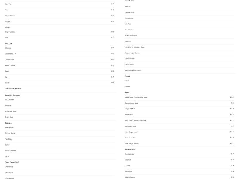 Wagon Wheel Drive In Menu