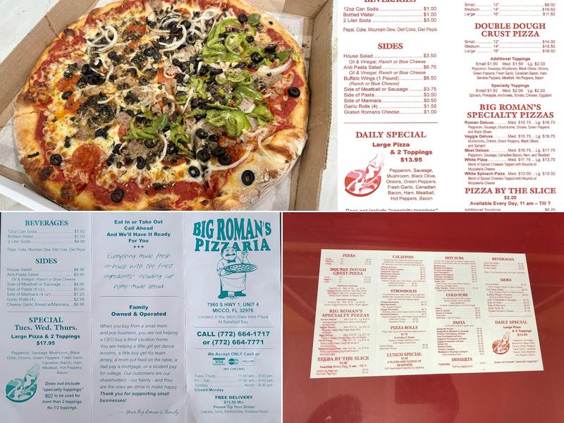 Big Romans Pizza Menu