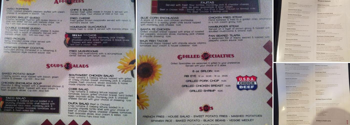 Red Mesa Grill Menu