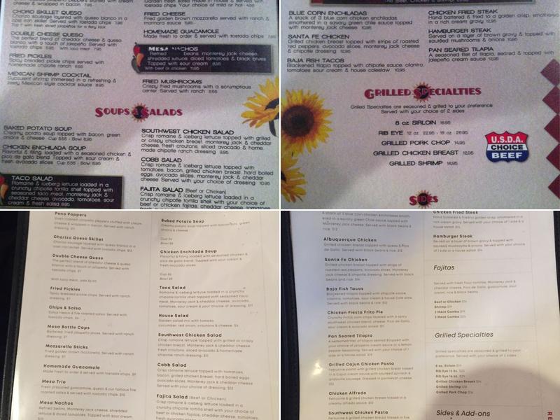 Red Mesa Grill Menu