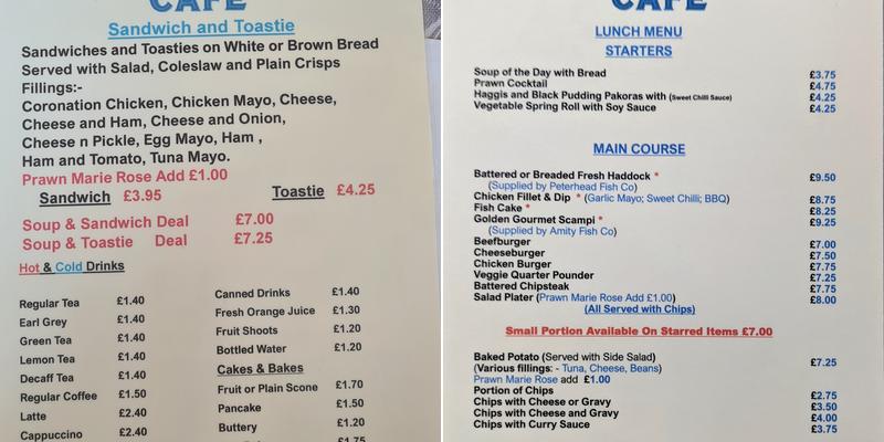 Mariners Cafe Menu