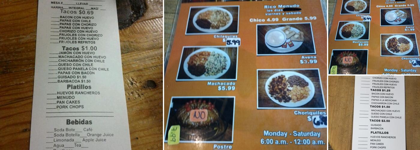 La Cabañita Breakfast Tacos Menu