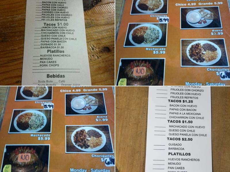 La Cabañita Breakfast Tacos Menu