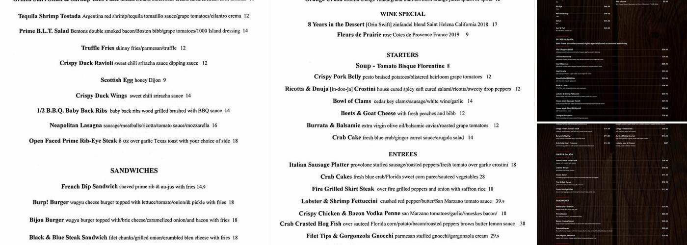 Vero Prime Menu