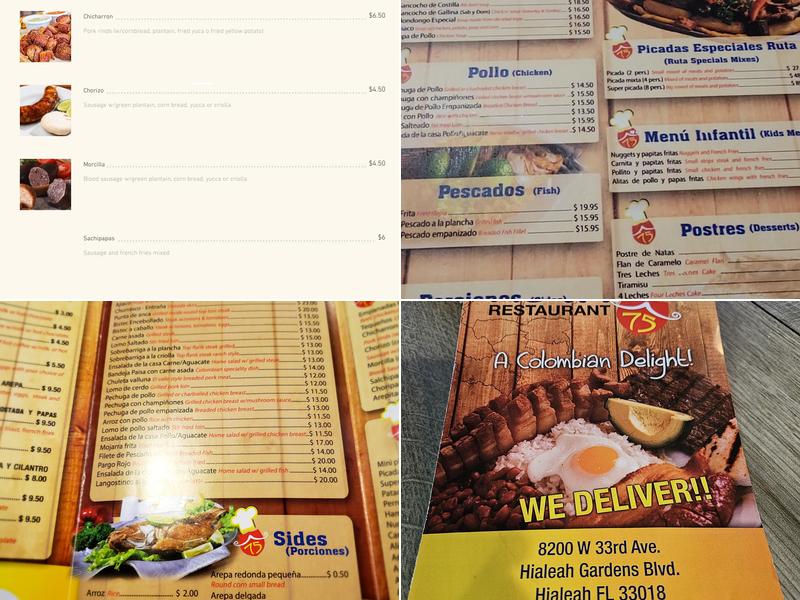 Ruta 75 Menu