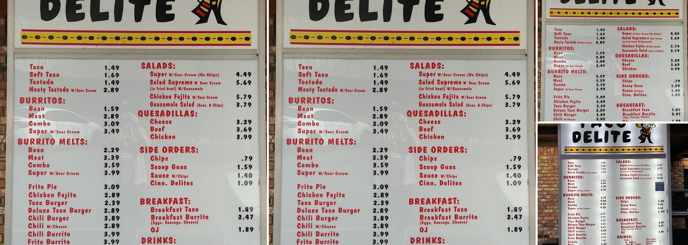Taco Delite Menu