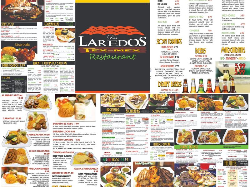 Dos Laredos Tex-Mex Menu