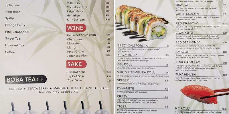Tokyo Express in Commerce Menu