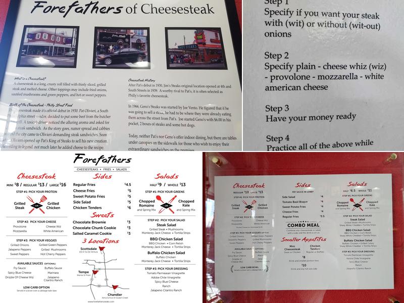 Forefathers Cheesesteaks Menu