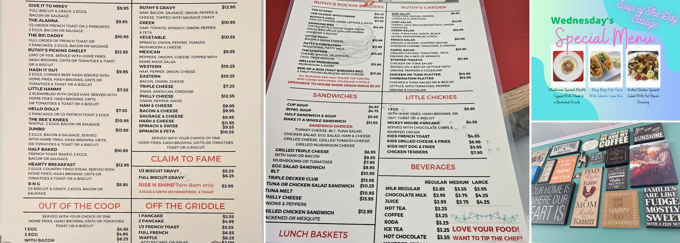 Ruthy's Kozy Kitchen Menu