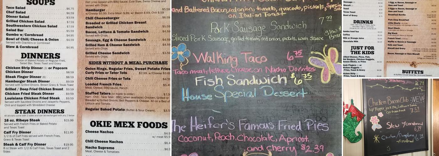 The Lazy Heifer Cafe Menu