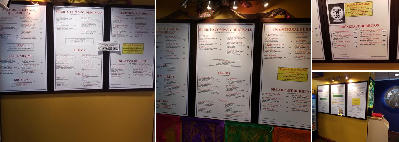 The Original Burrito Company Menu