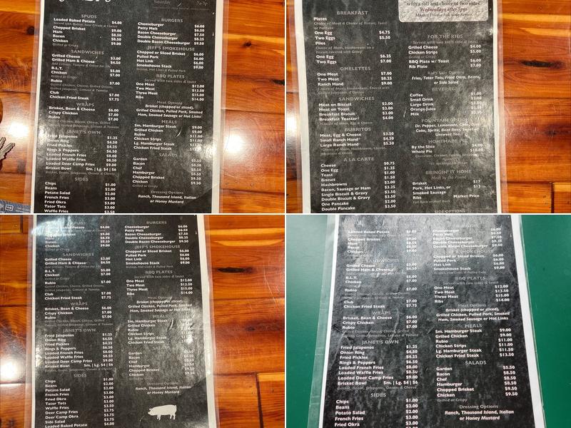 Janet’s B.B.Q & Cafe Menu
