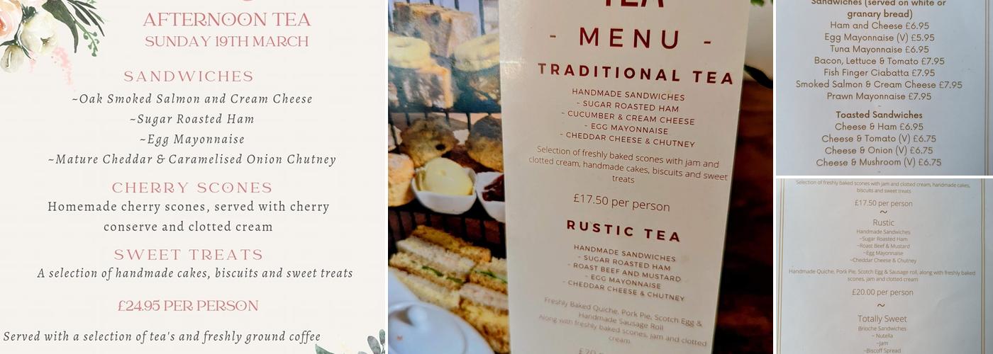 Heavenly Baking Coffee Shop and Tearooms Menu