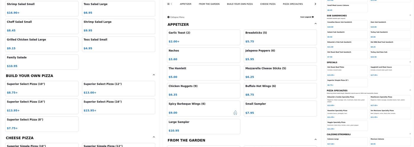 Edwardo's Pizzeria Menu